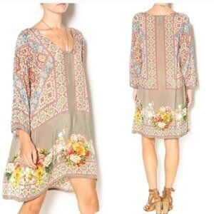 Johnny Was Fiscar Cupra Rayon Floral Tunic Dress Size XS